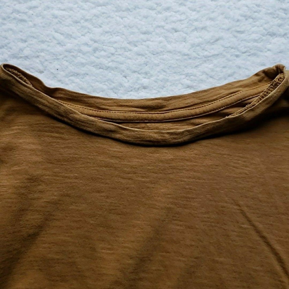 Wonderly Shirt Womens Medium‎ Brown Scoop Neck Short Sleeve Slub Jersey Top